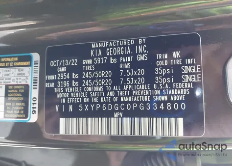 2023 Kia Telluride S из США, поврежденный, VIN 5XYP6DGC0PG334800